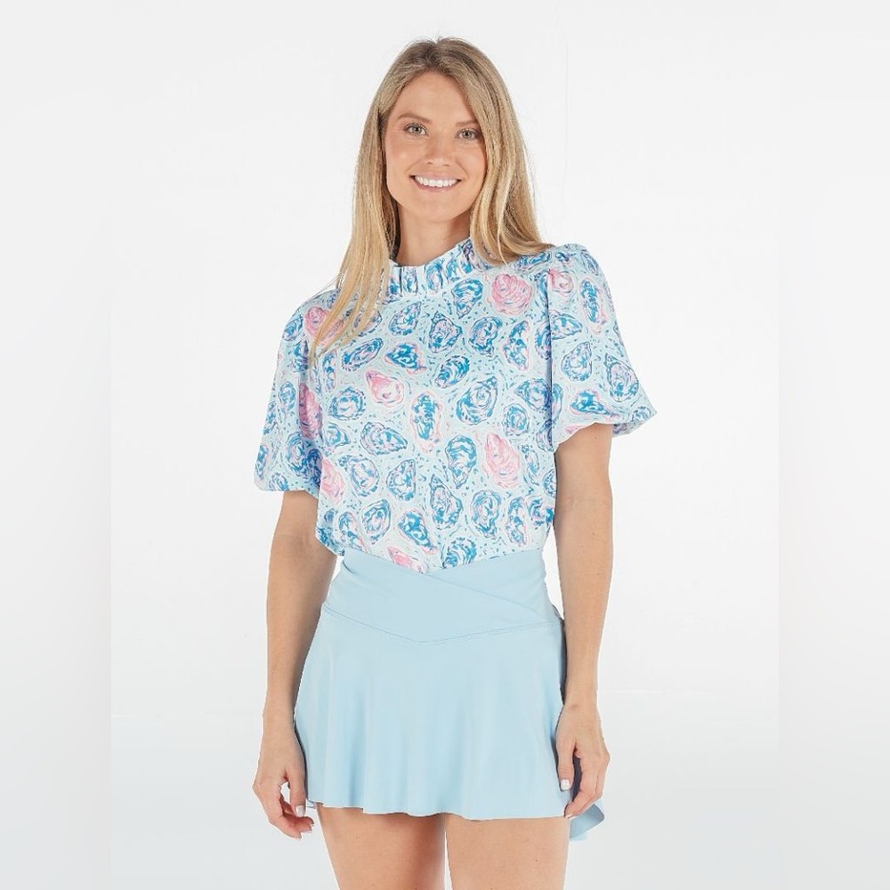 NWT Simply Southern Ruffle Collar Oyster Blouse Size S